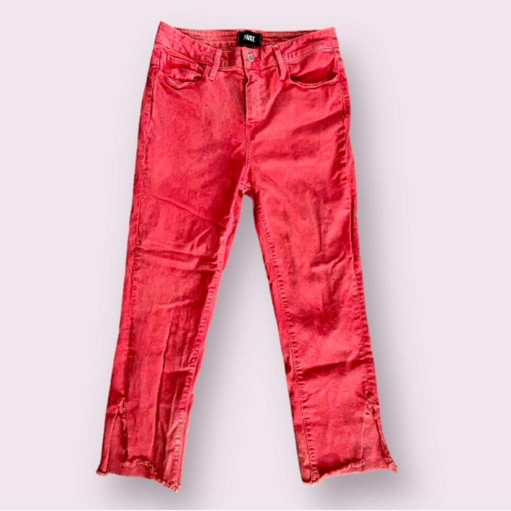 Paige Hoxton Straight Leg Ankle Distressed in Nantucket Red